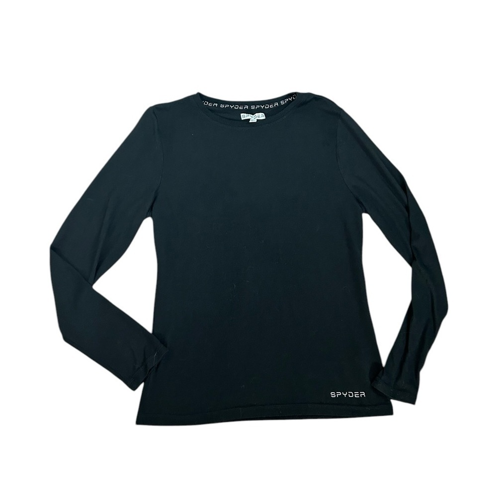 Spyder Black Soft Knit Long Sleeve Thermal Warm Top Fitted Women’s Size Large